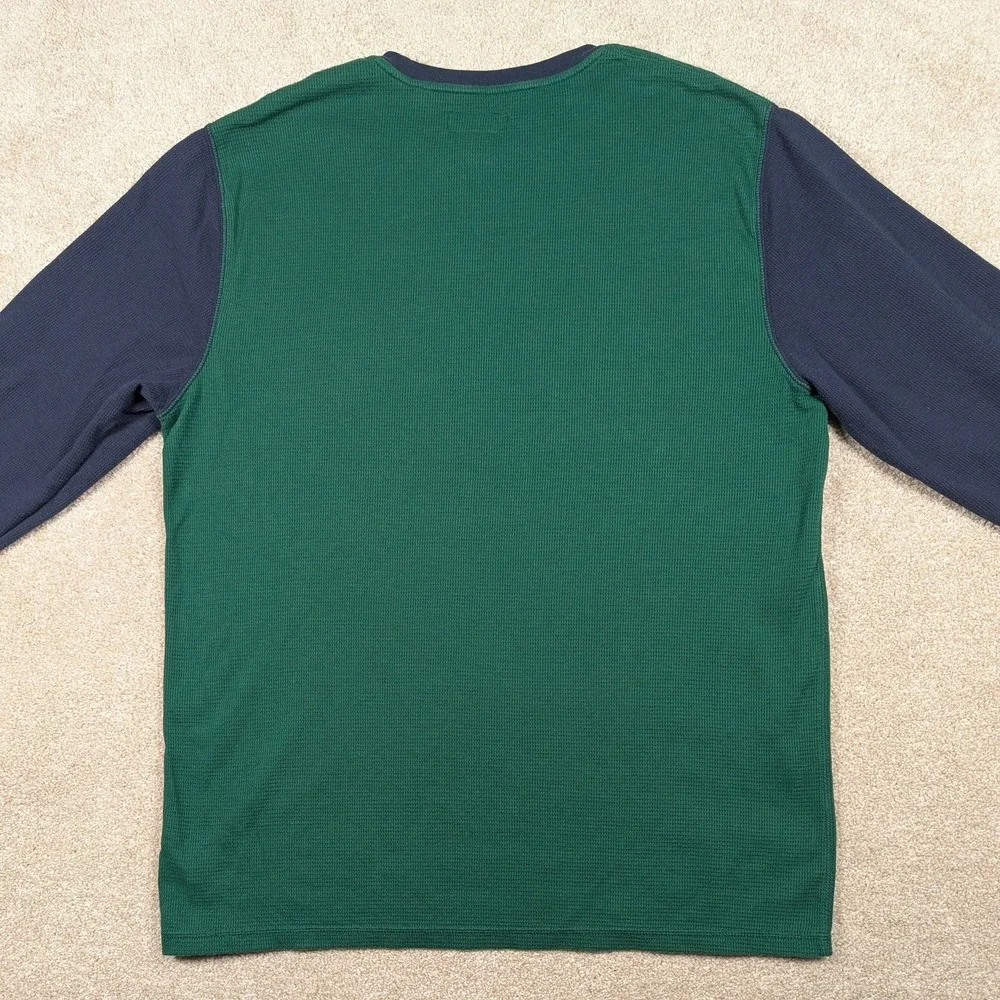 Polo Ralph Lauren Shirt Mens XL Green‎ Navy Crest Thermal Long Sleeve Sleepwear